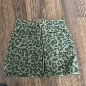 Cheetah denim mini skirt